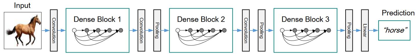 Figure B.7. DenseNet architecture, originally published in Huang et al. [8].